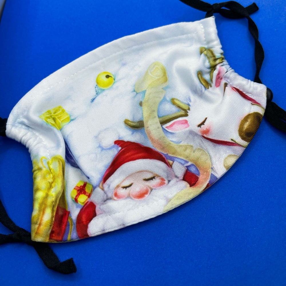 ⭐️ 10-4-$10-  Junior Size Mask - Santa & Reindeer in Clouds